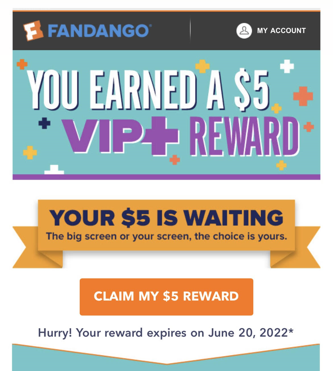 Screenshot of Fandango Marketing email.