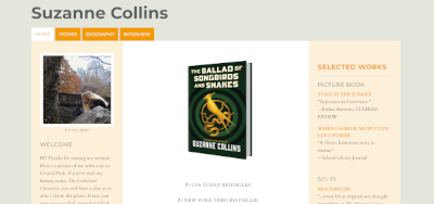 Screenshot of Suzanne Collins website.