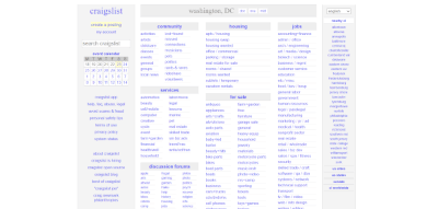 Screenshot of original Craigslist website.